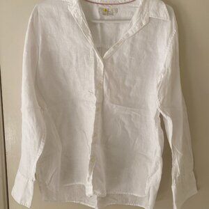 Boden - Linen Button-Down Shirt - White - Size 8P